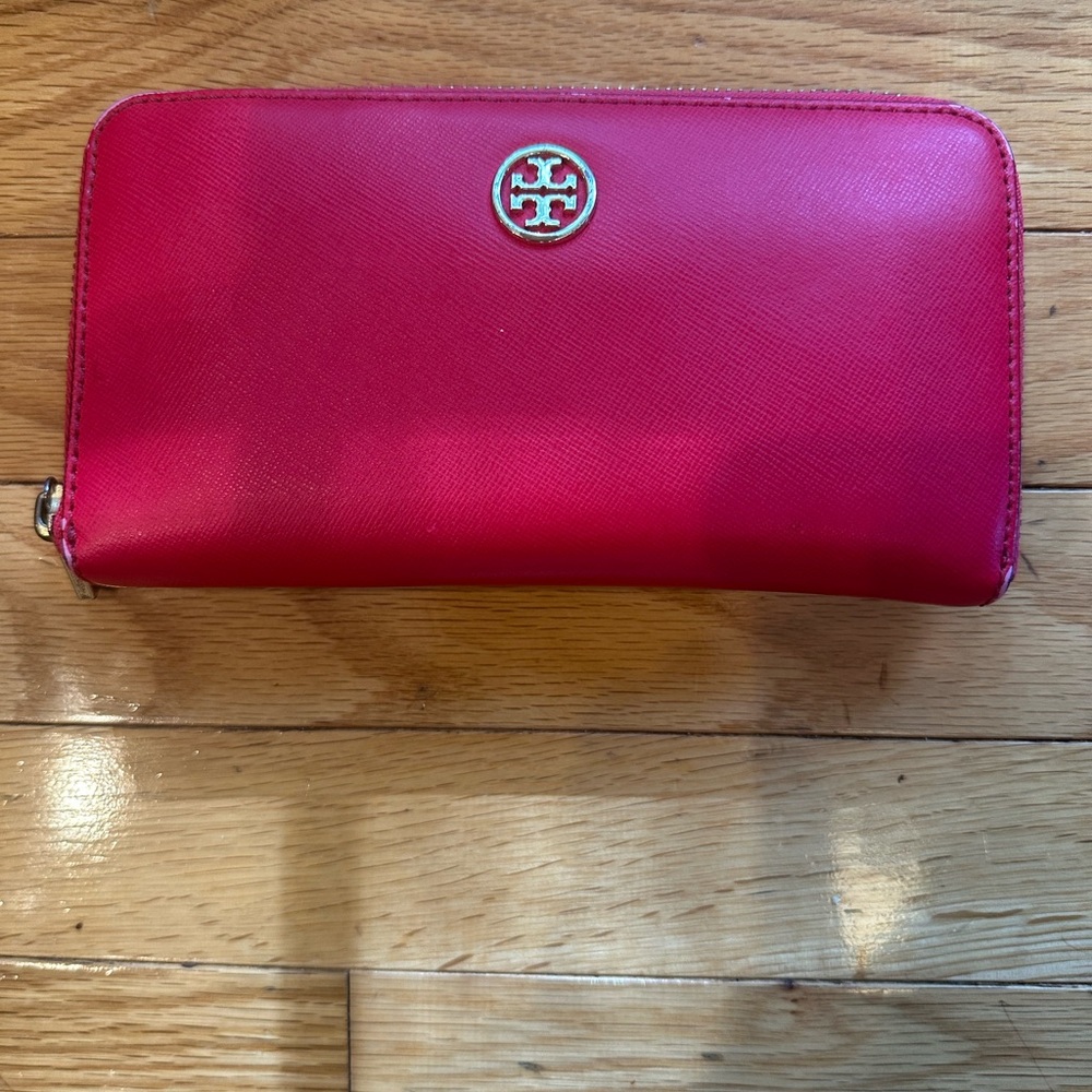 Tory Burch Vibrant Red Zip Wallet